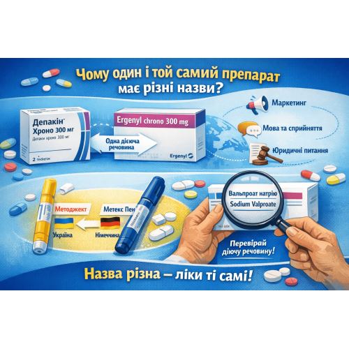 Одна діюча речовина — різні імена: Чому ліки називають по-різному?